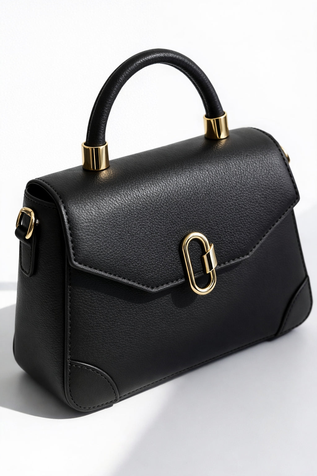 The Advantage Icon - Black Leather Top Handle Bag