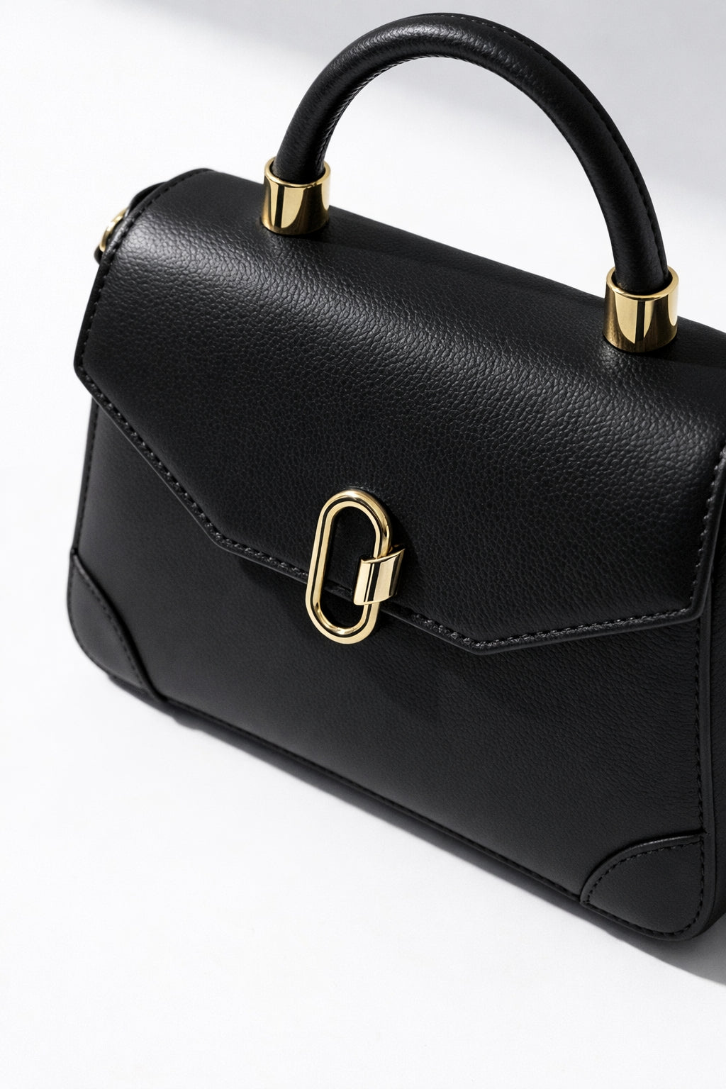 The Advantage Icon - Black Leather Top Handle Bag