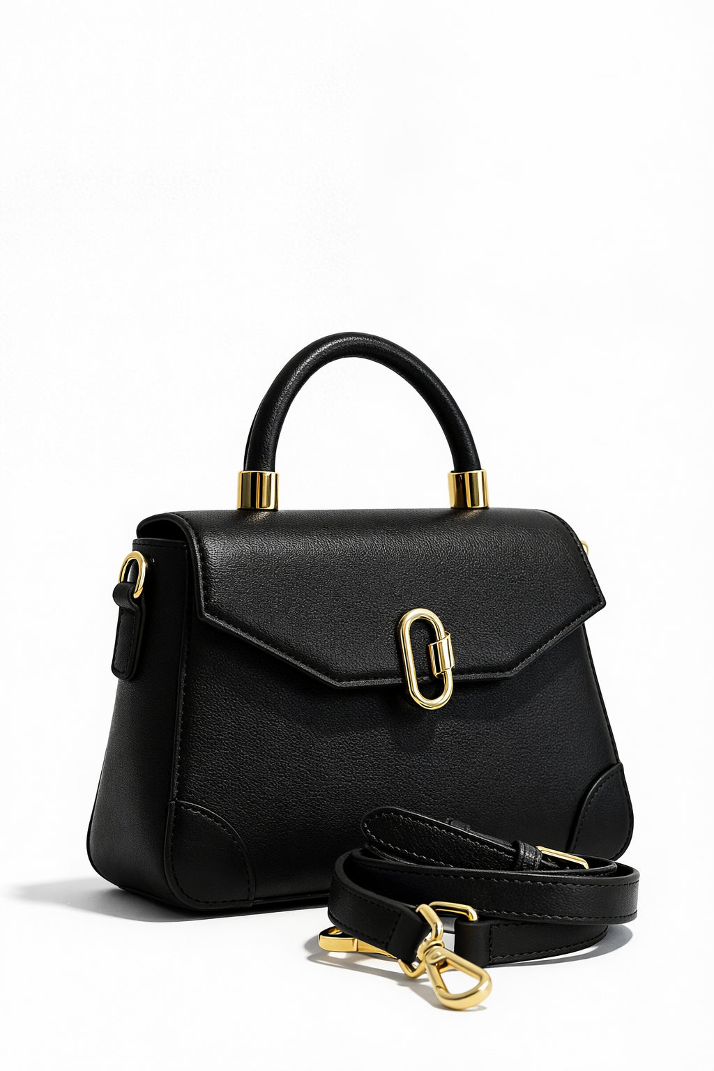 The Advantage Icon - Black Leather Top Handle Bag