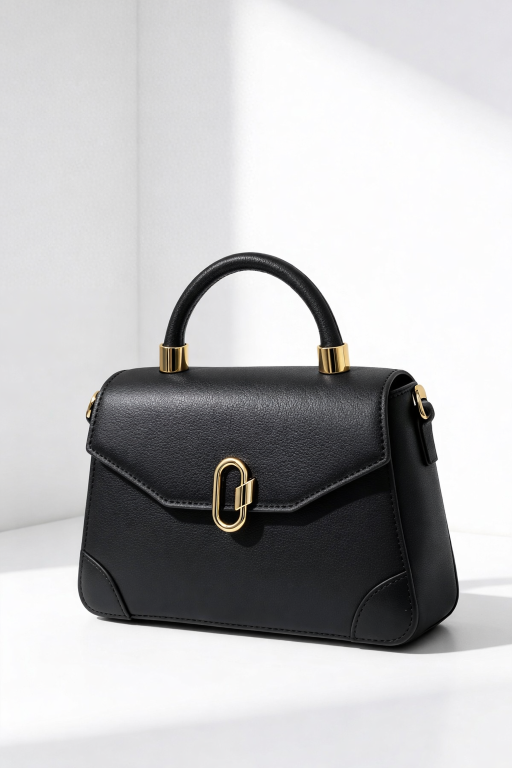 The Advantage Icon - Black Leather Top Handle Bag