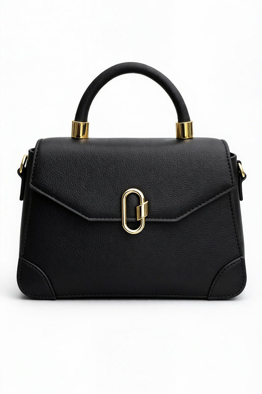 The Advantage Icon - Black Leather Top Handle Bag