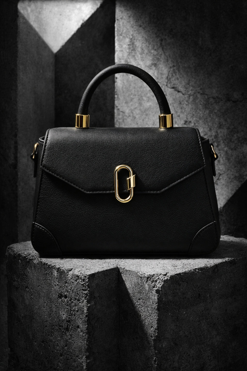 The Advantage Icon - Black Leather Top Handle Bag