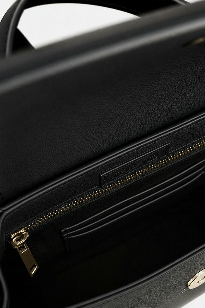 The Advantage Arc - Black Leather Saddle Bag with Top Handle