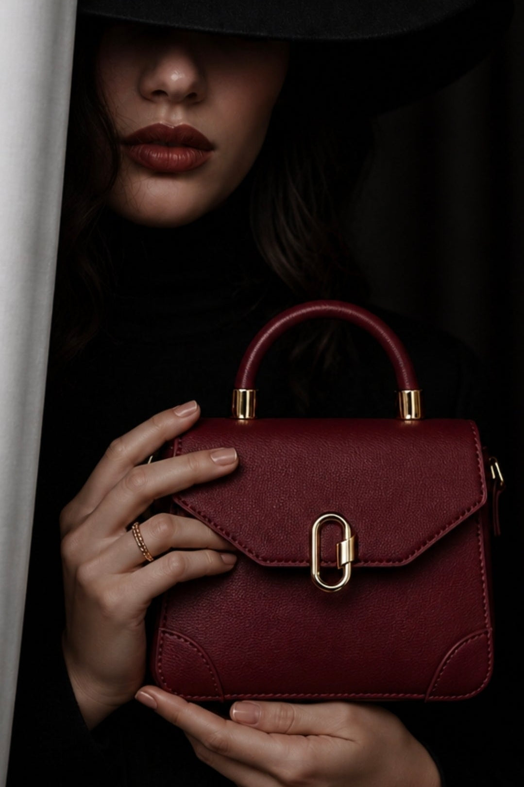 The Advantage Icon - Burgundy Leather Top Handle Bag