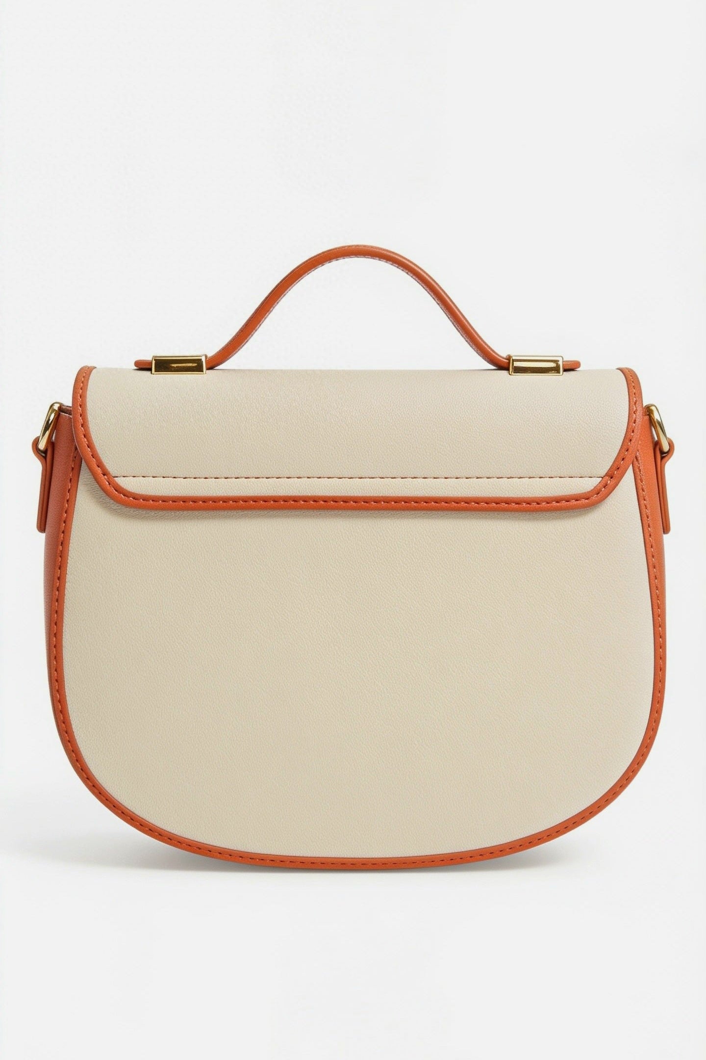 The Advantage Arc - Cream/Brown Leather Saddle Bag with Top Handle